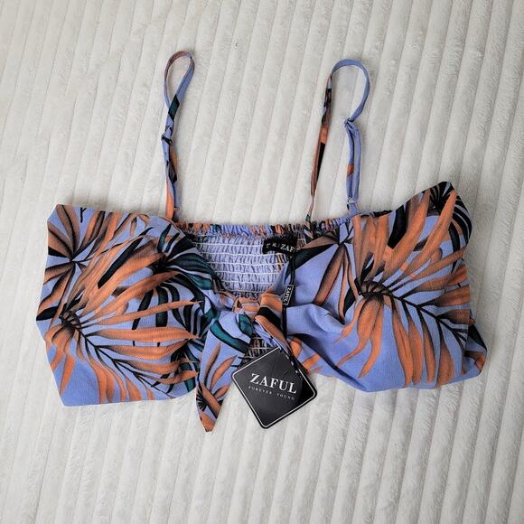 Zaful Forever Young Bikini Top – US Size 10 – Tropical Print – NWT – Ruched Back - Picture 2 of 6